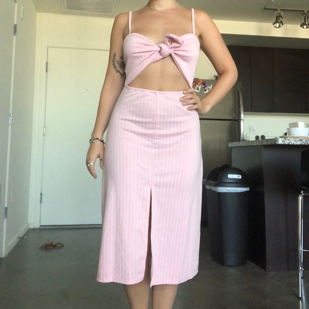 NWT pretty little thing pink striped dress!